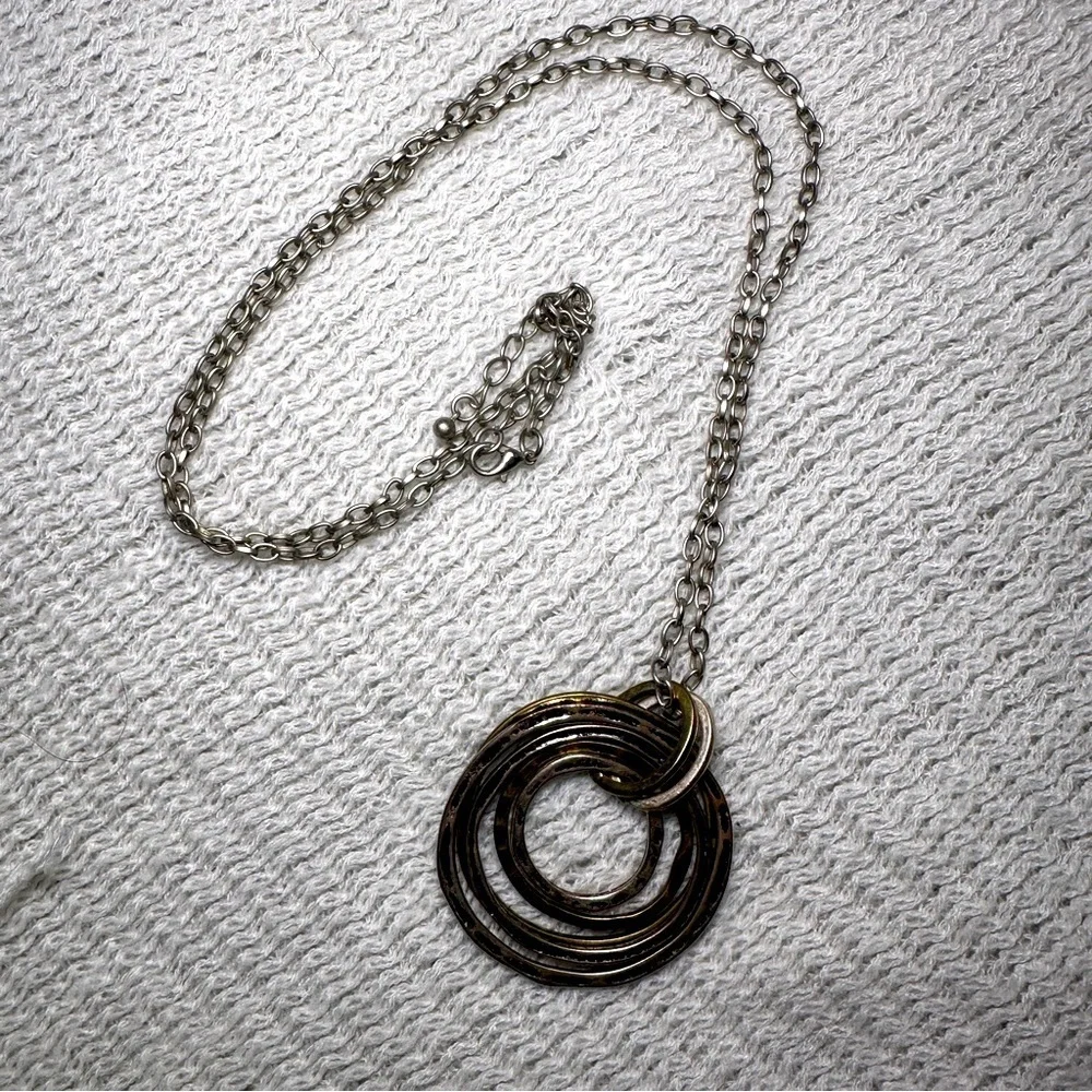 Vintage inspired Boho Multi-ring Layered Pendant Necklace